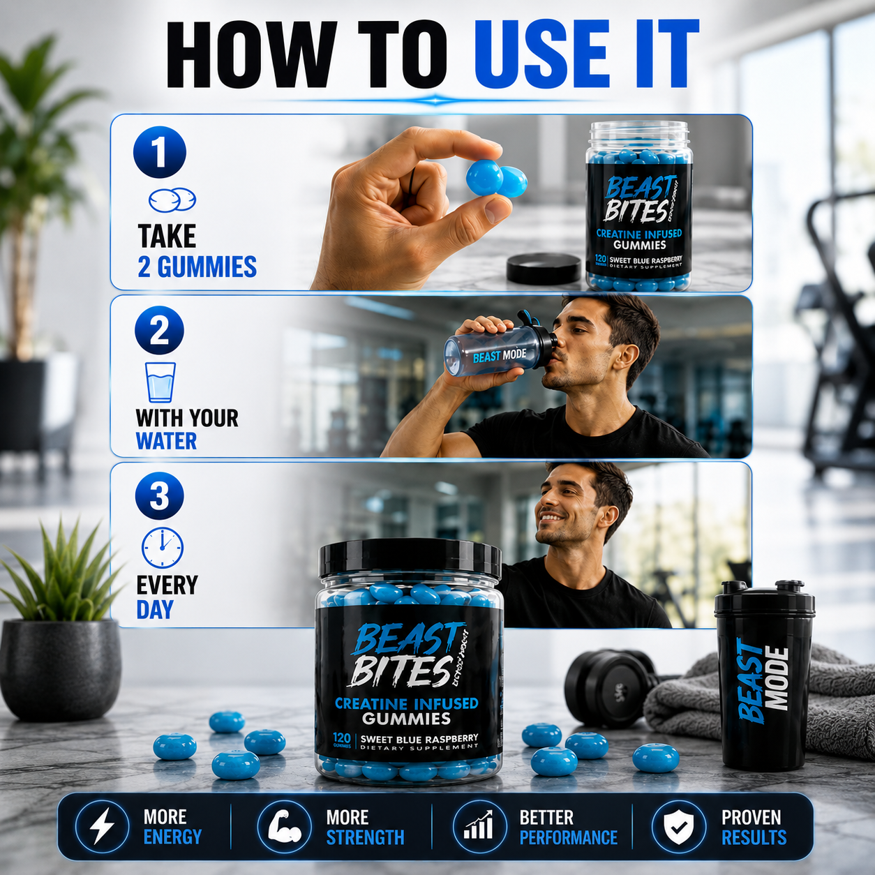 Herbal Vitamin Gummies – Daily Pre Workout Energy & Muscle Support Supplement