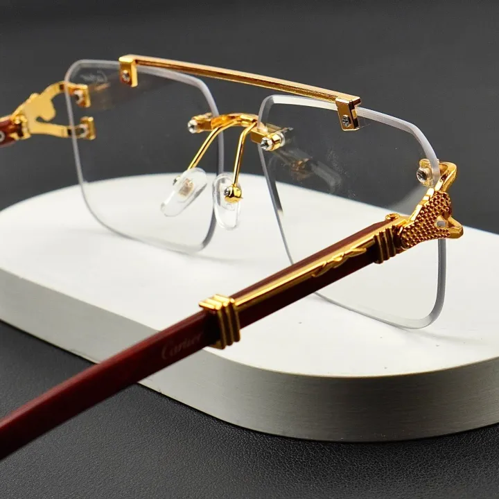 Luxury Rimless Sunglasses – Leopard Hinge UV400 Gradient Lens Design