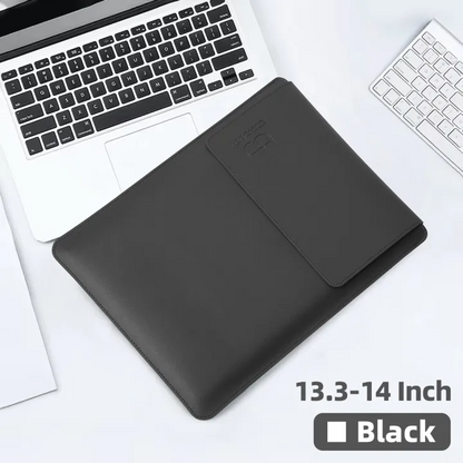 Luxury PU Leather Laptop Sleeve – Slim Protective Case with Stand Function