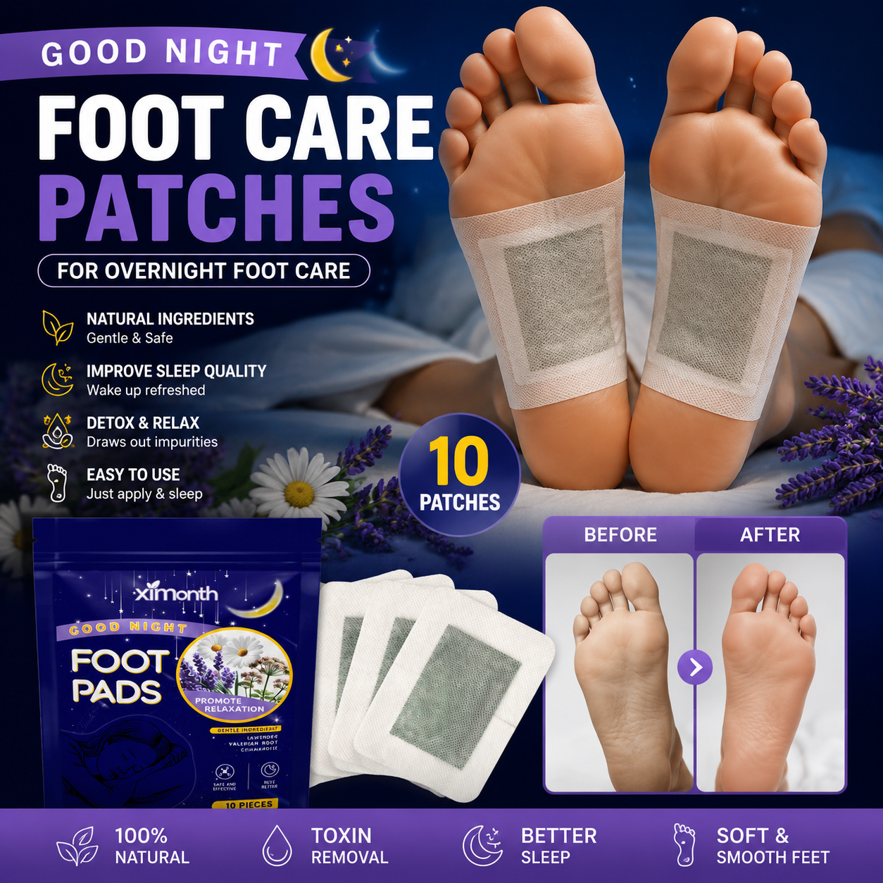 Good Night Foot Care Patches for Overnight Foot Care