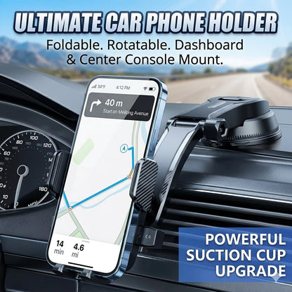 Car Phone Holder – Foldable Rotatable Dashboard & Center Console Mount