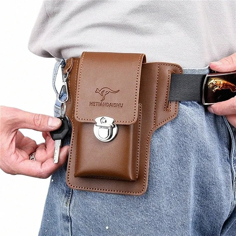 Men’s PU Leather Outdoor Waist Pouch Bag