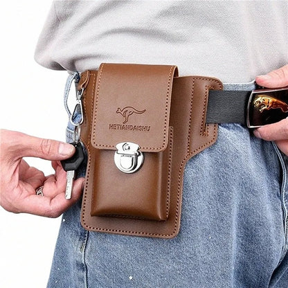 Men’s PU Leather Outdoor Waist Pouch Bag