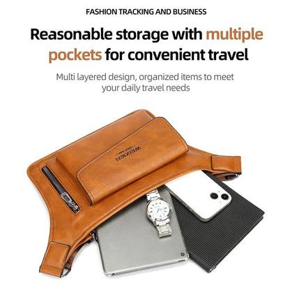 Retro PU Leather Crossbody Bag — Men’s Business Shoulder Bag
