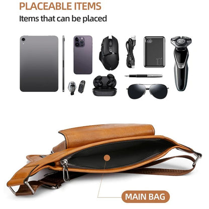 Retro PU Leather Crossbody Bag — Men’s Business Shoulder Bag