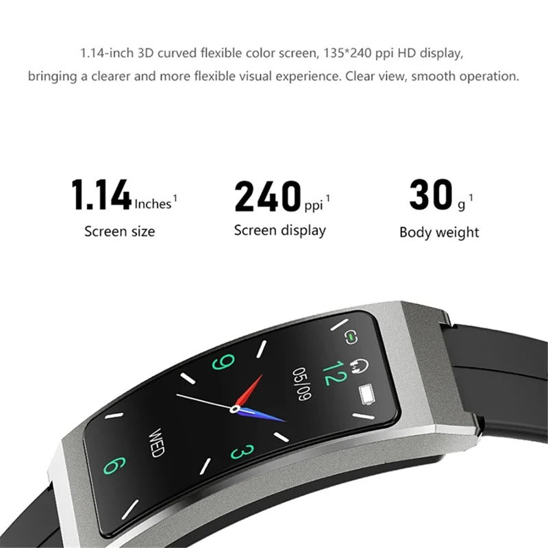 Smart Watch Bracelet with Built-In Earbuds – BT Call, Music & Health Monitor