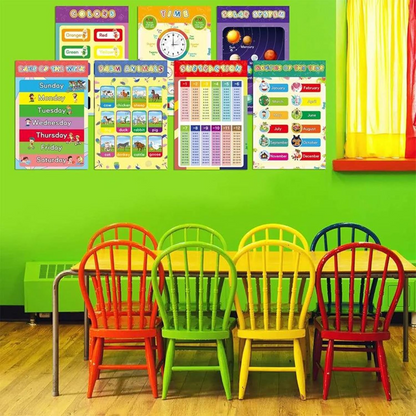 Preschool Educational Posters – Waterproof Classroom Wall Art Set (16pcs)