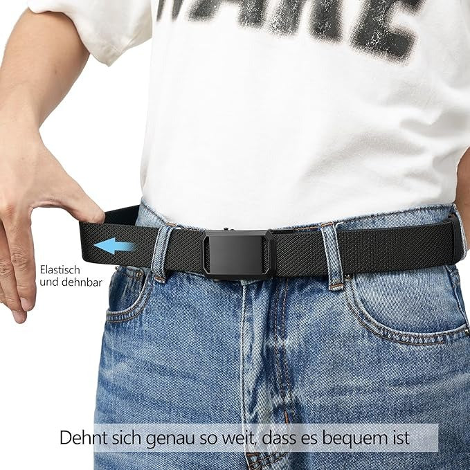 Elastic Canvas Men Belt with Auto Buckle