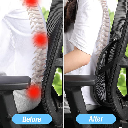 Mesh Bamboo Lumbar Support Backrest – Breathable Car & Office Seat Cushion