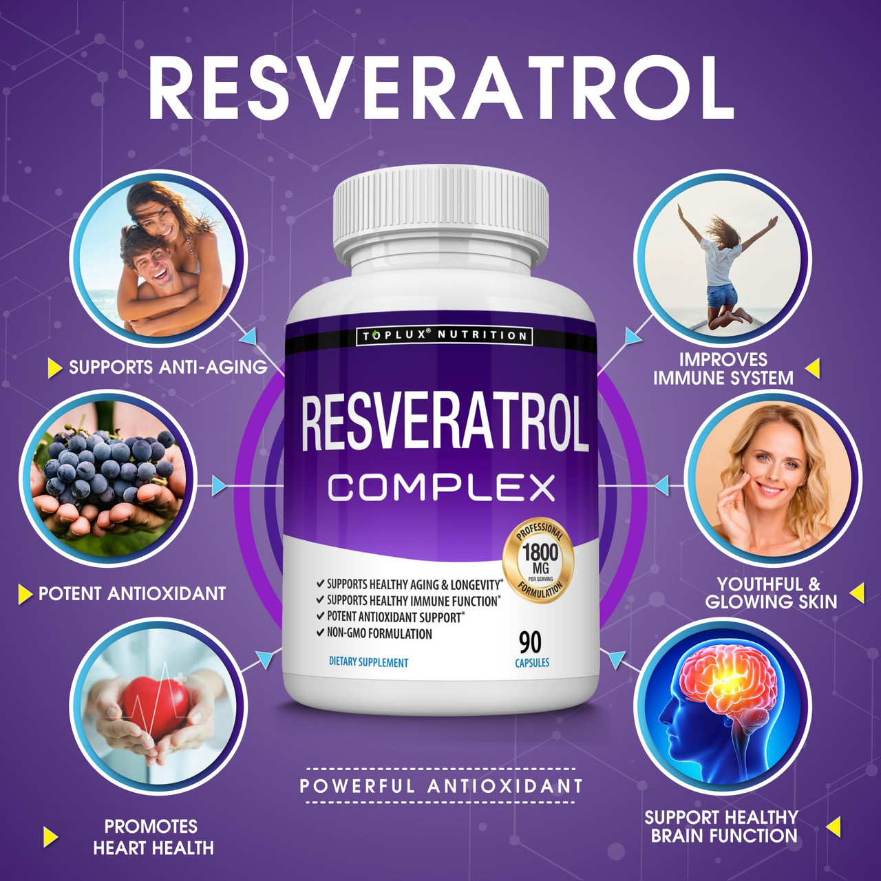 Children's Resveratrol Supplement Capsules – 1800mg Antioxidant Formula for Daily Wellness