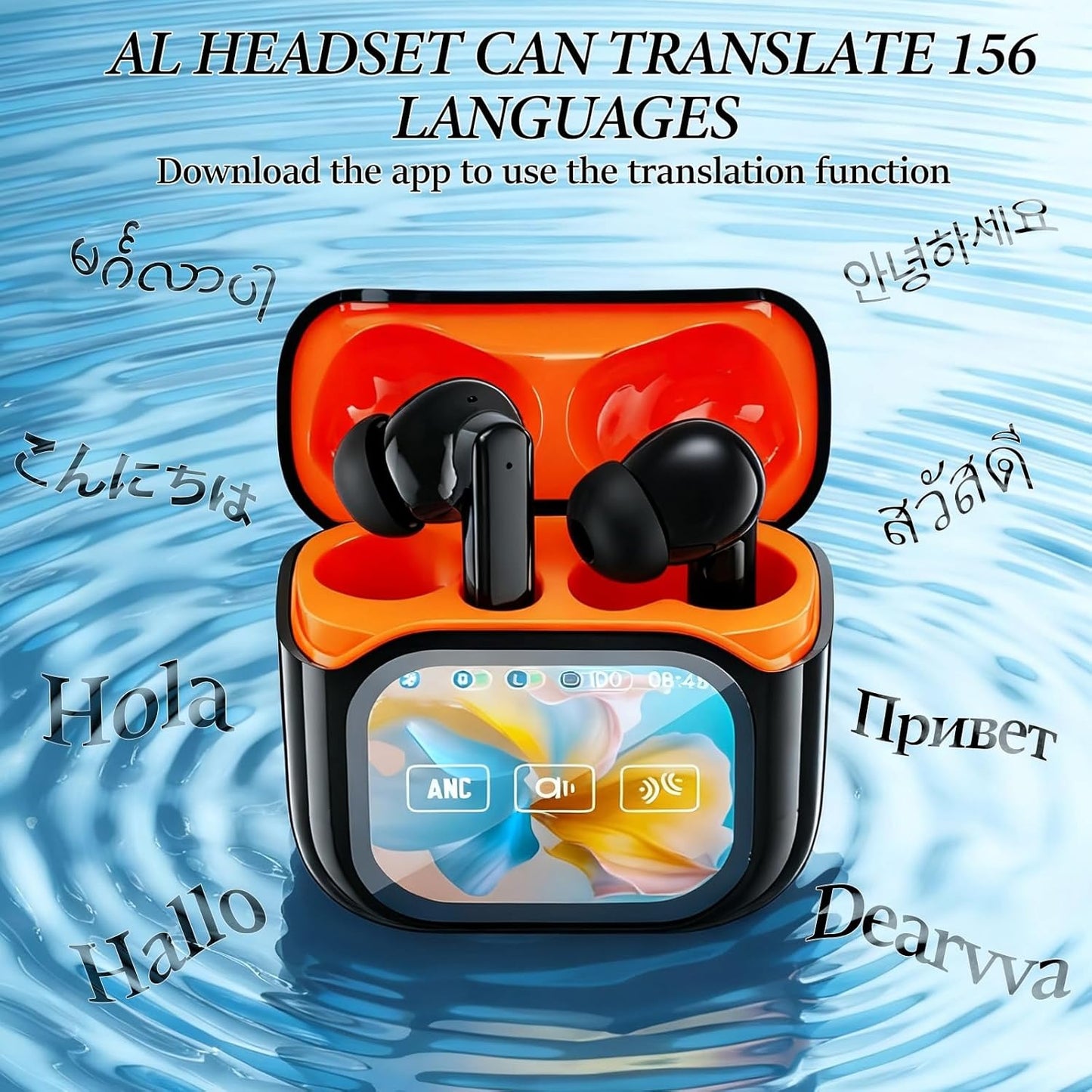 Smart Touch Screen TWS Earbuds – Noise Cancelling & AI Translation