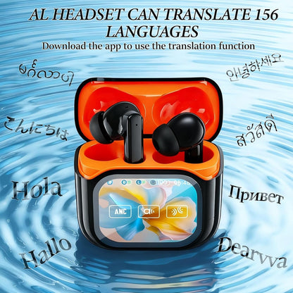 Smart Touch Screen TWS Earbuds – Noise Cancelling & AI Translation