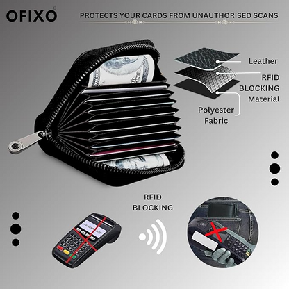 Fashion Multi-Card Holder – Large Capacity Lychee Grain Card Wallet