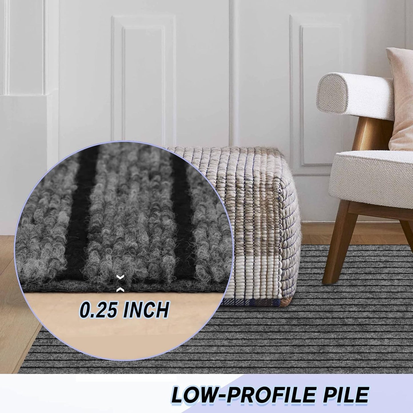 Modern Striped Door Mat — Non-Slip PVC Backing Carpet