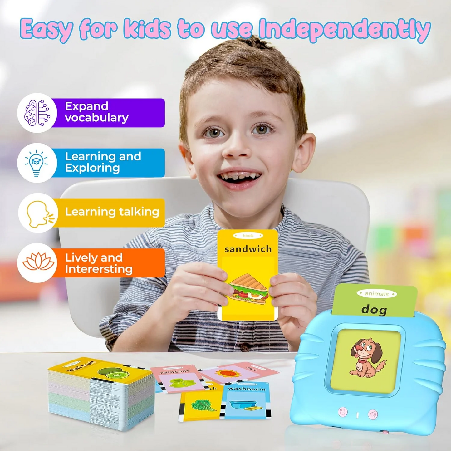 Kids Smart English Learning Card Reader – Educational Flash Card Toy