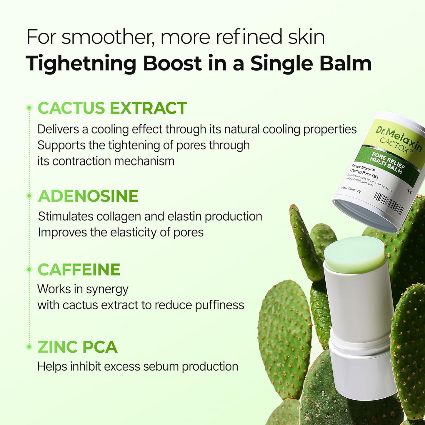 Cactox Pore Relief Multi Balm Stick – Cooling, De-Puffing & Pore Care