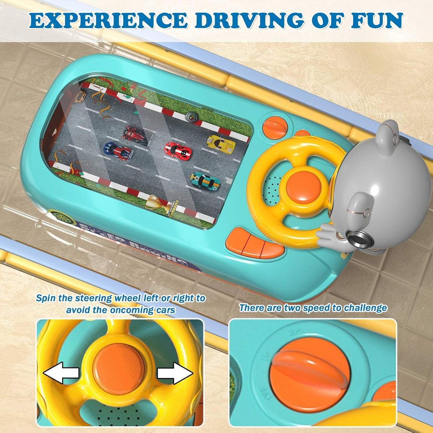 Desktop Racing Game Steering Wheel Toy – Electronic Driving Simulation Toy for Kids