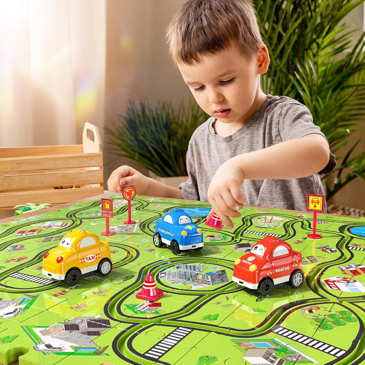 Children’s Educational Puzzle Track Car Play Set
