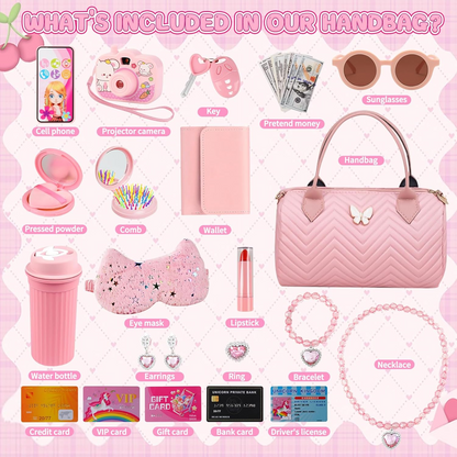 Realistic Pretend Play Fashion Handbag – Kids Makeup & Shopping Toy Set