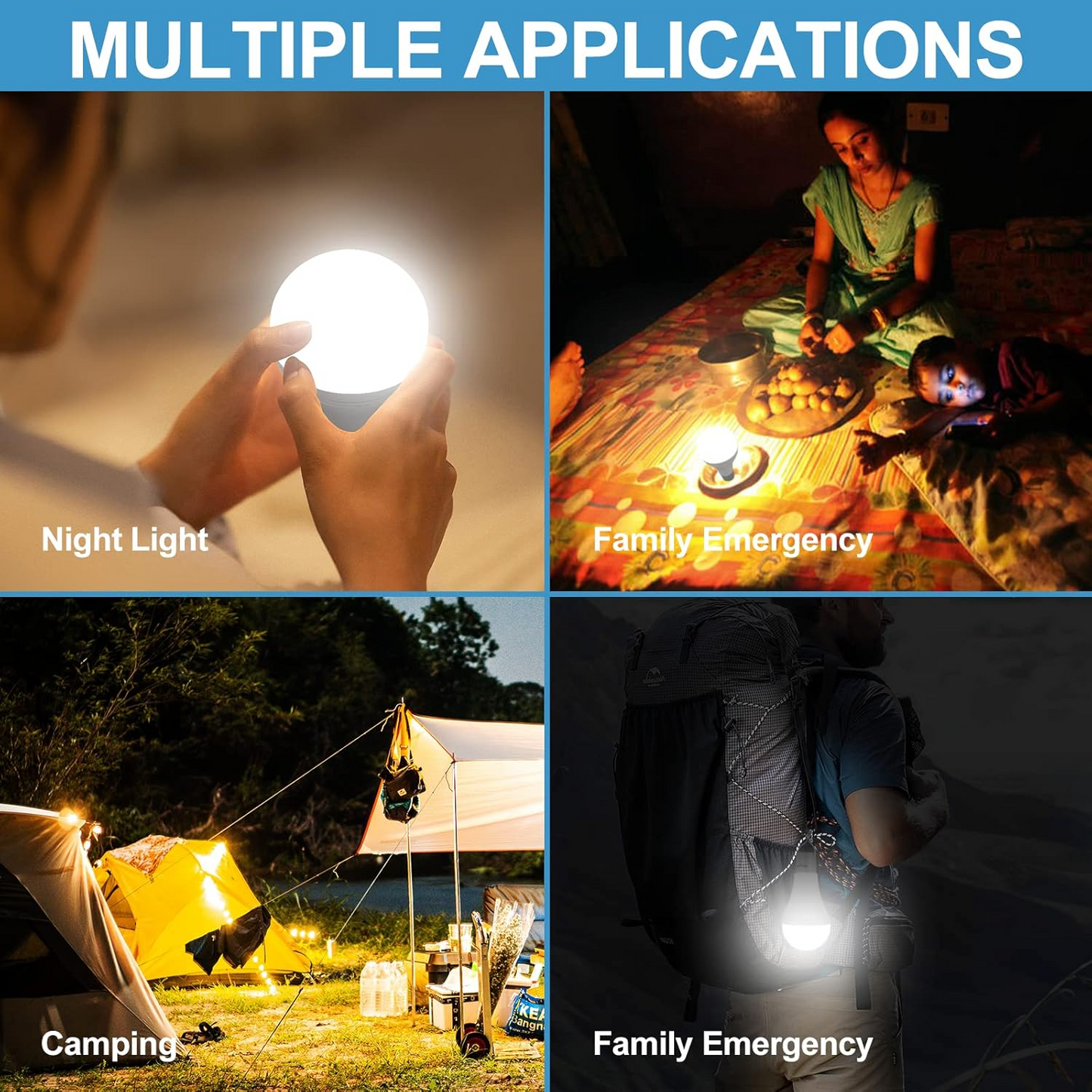 Portable Rechargeable LED Light Bulb – Bright Outdoor Lighting