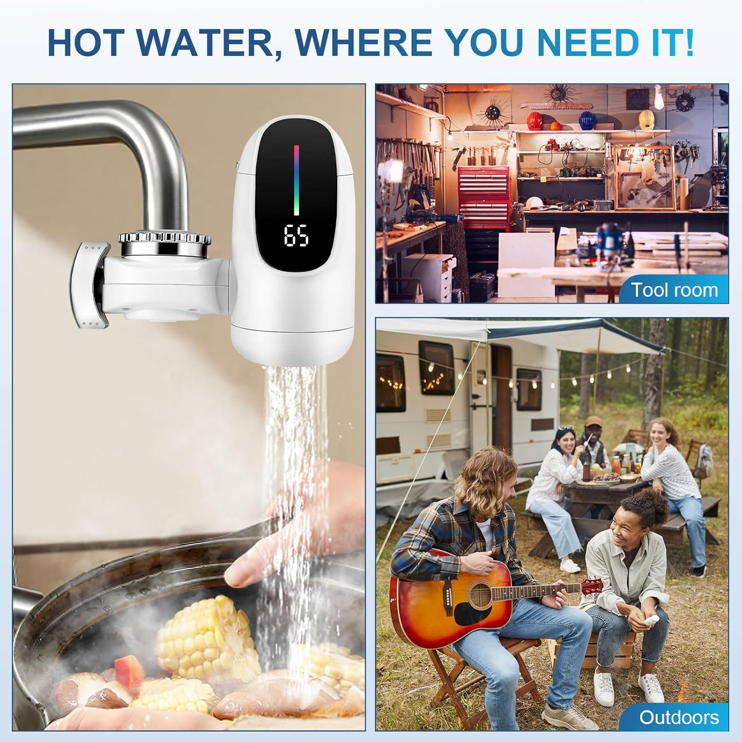 3000W Instant Heating Electric Faucet – Digital Display Water Heater