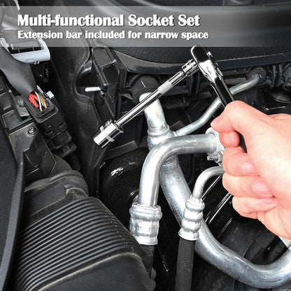 46-Piece 1/4-Inch Socket Wrench Set — Metric Repair Kit