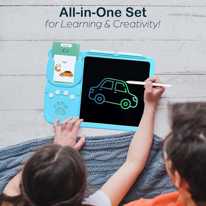 2-in-1 Early Education Device — LCD Writing Tablet & Talking Flash Cards