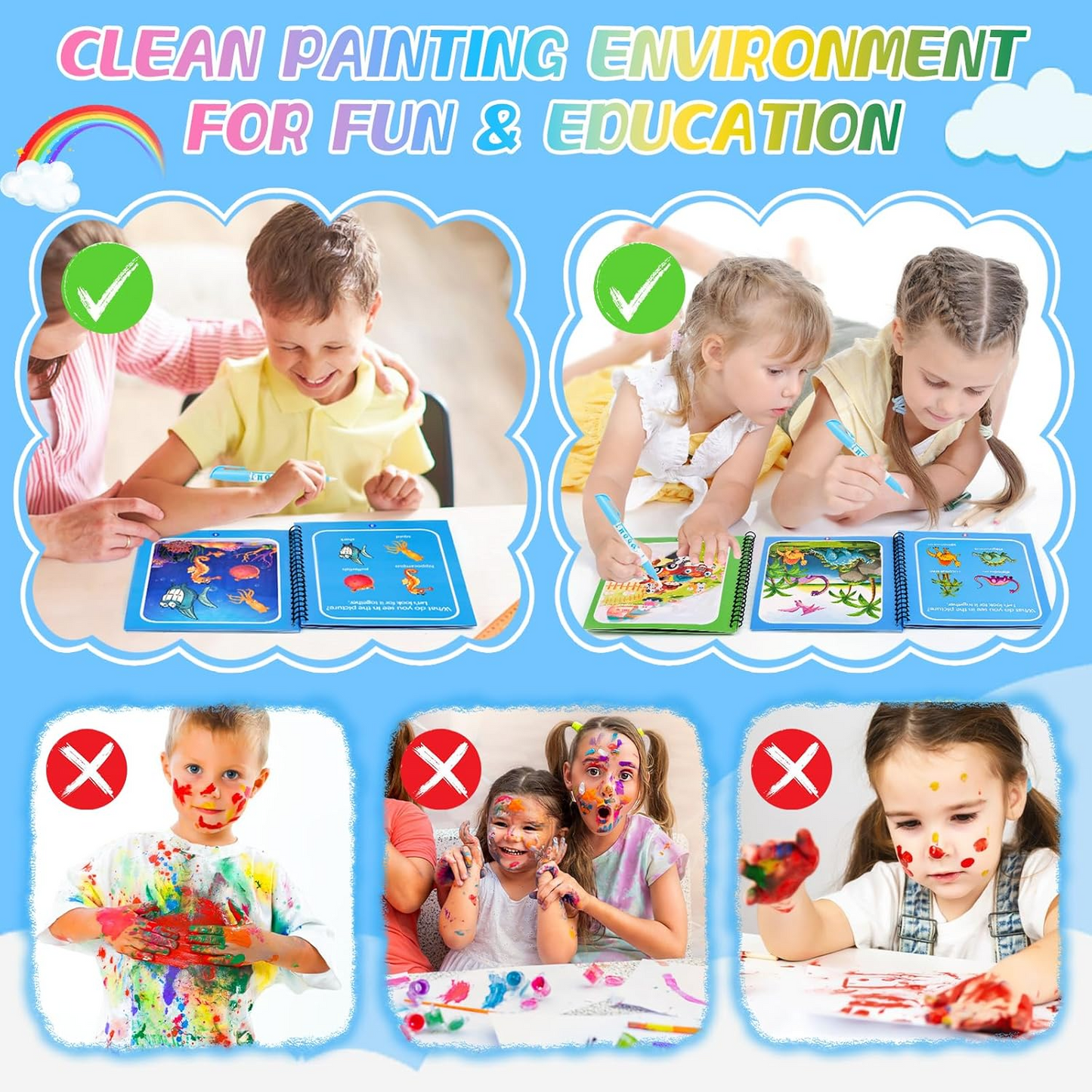 Reusable Water Painting Books for Kids – Eco-Friendly Educational Pack