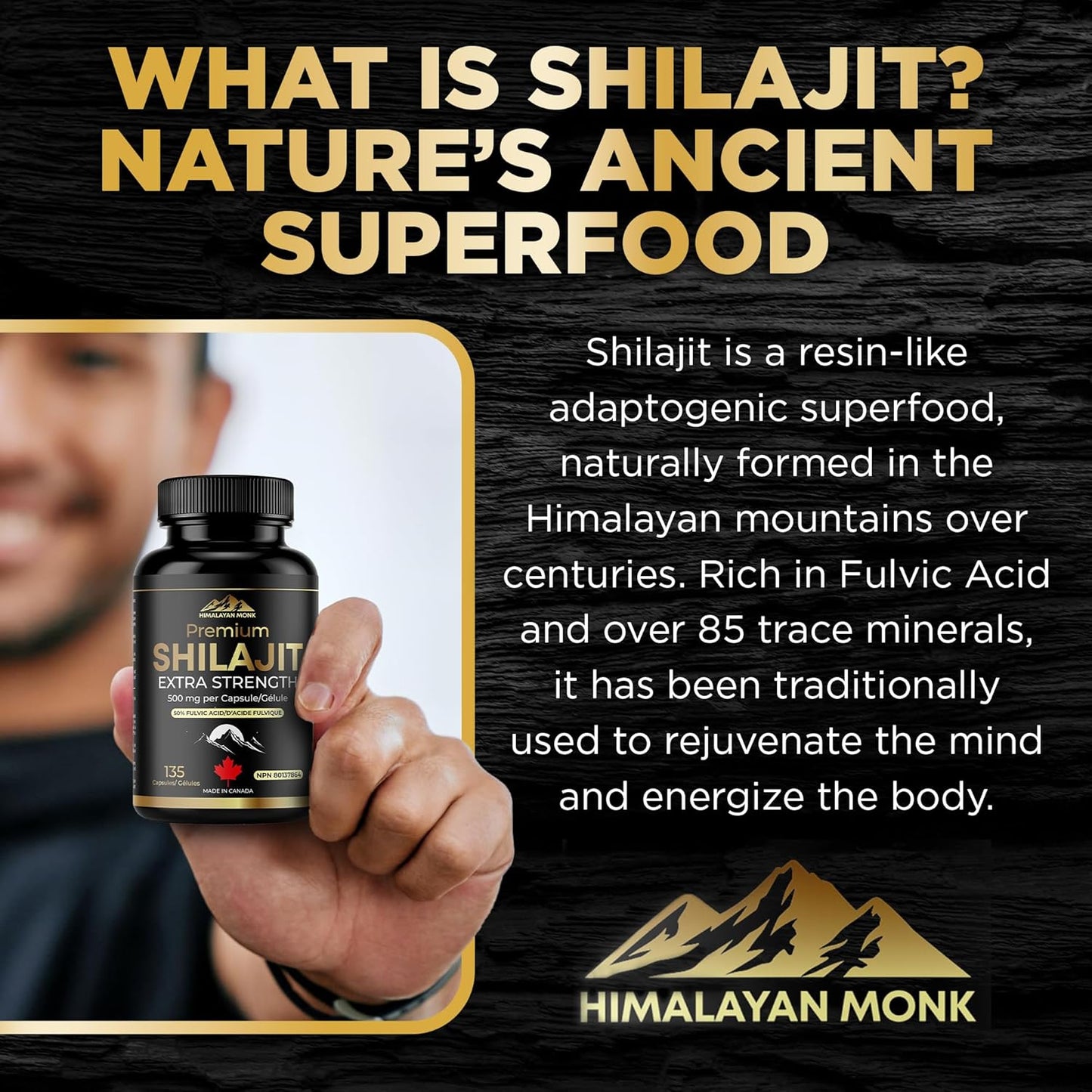Shilajit 60 Capsules – 500mg Each 60-Day Energy, Stamina