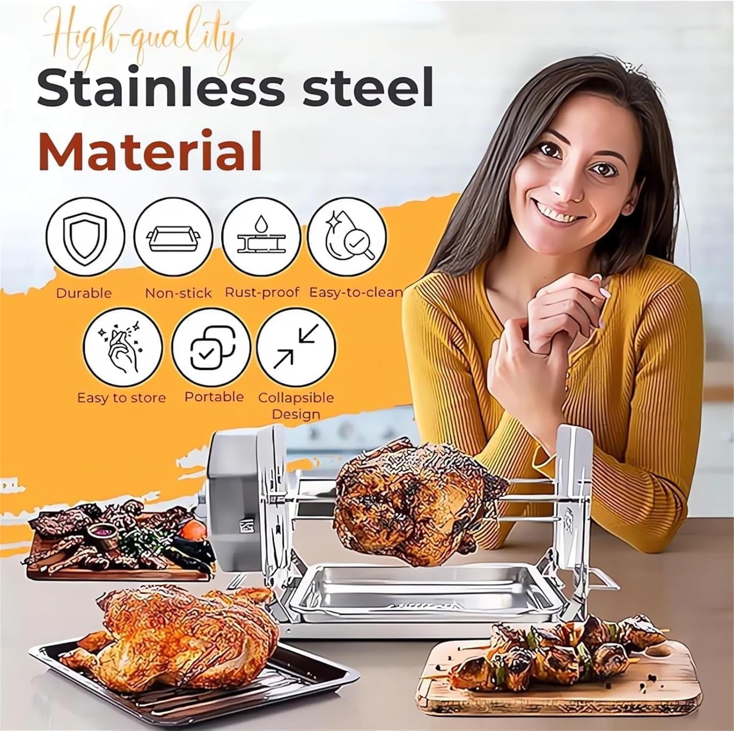 Stainless Steel Rotating Grill