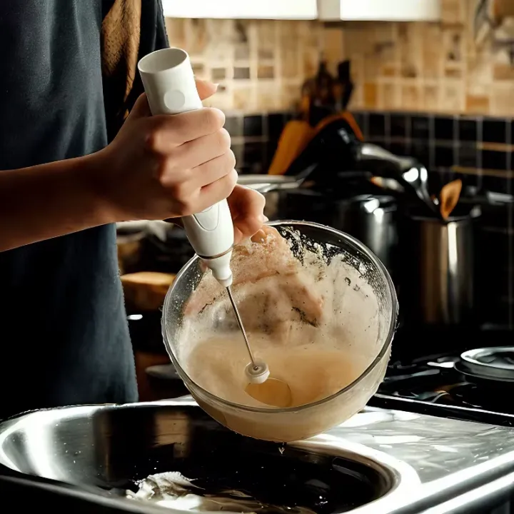 USB Rechargeable Double Whisk Milk Frother – 3 Speed Electric Hand Mixer