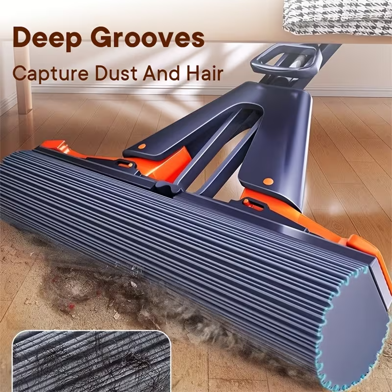 Sponge Head Mop – Self-Wringing Stainless Steel Cleaning Tool