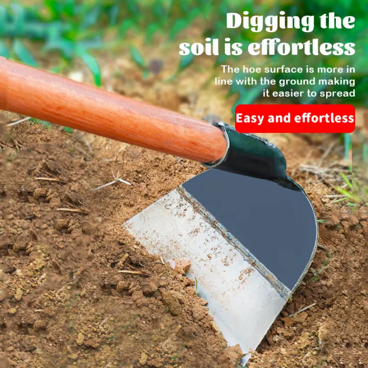 Industrial Grade Hollow Garden Hoe – Carbon Steel Blade with Wooden Handle