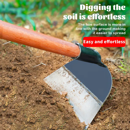 Industrial Grade Hollow Garden Hoe – Carbon Steel Blade with Wooden Handle