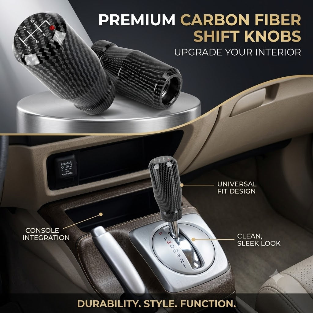 Carbon Fiber Gear Shift Knob – Universal Manual & Automatic Car Shifter