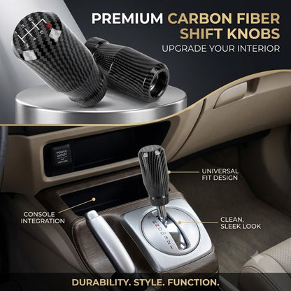 Carbon Fiber Gear Shift Knob – Universal Manual & Automatic Car Shifter