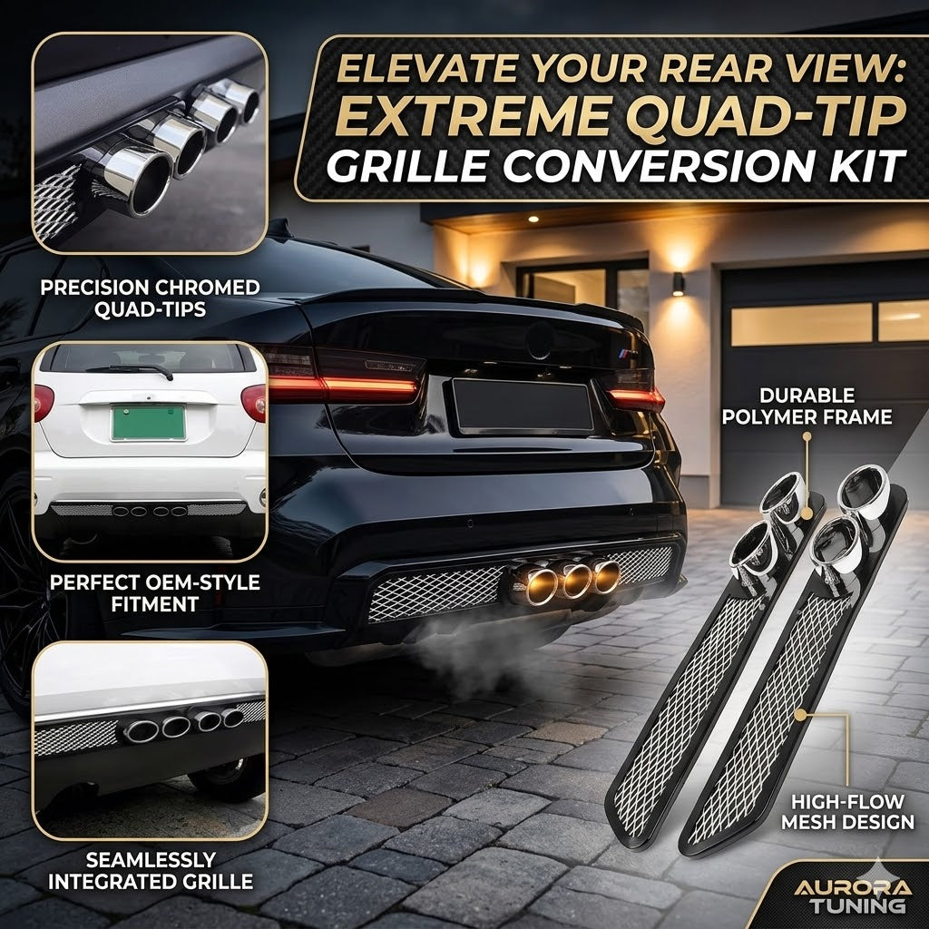 Dual Vent Style Car Grid – Sporty Simulated Exhaust Decoration