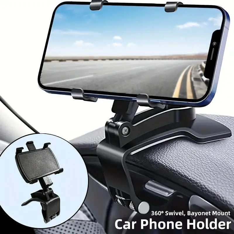 Universal 360° Rotating Car Phone Holder – Dashboard & Rearview Mount