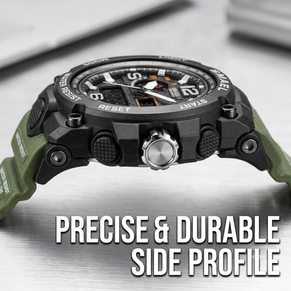 SMAEL 1545D Men's Quartz Sports Wristwatch with Silicone Strap