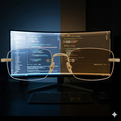 Frameless Photochromic Blue Light Glasses – Rimless Style for Men & Women