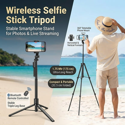 Wireless Selfie Stick Tripod – Stable Smartphone Stand for Photos & Live Streaming