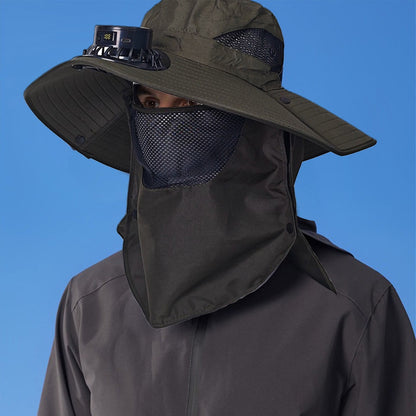 Solar Fan Hat with Wide Brim – USB & Solar Powered Cooling Cap