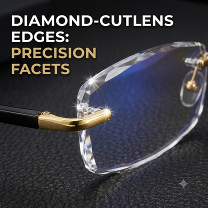 Rimless Anti Blue Light Diamond - Cut Computer Glasses