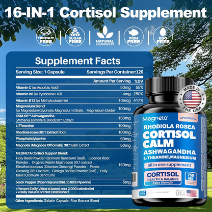 All-in-1 Calm Magnesium Capsules – Stress Relief, Cortisol Balance & Sleep Support