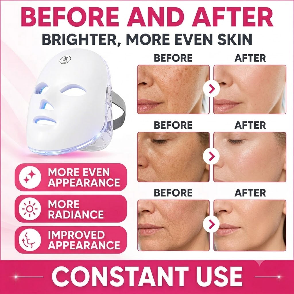 Wireless 7 Color LED Light Therapy Facial Device – Handheld Skin Care & Beauty Tool