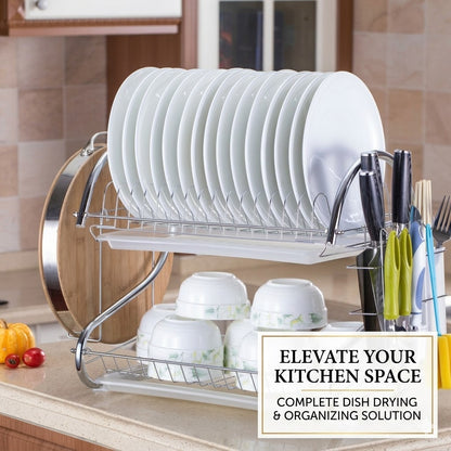 Double Layer Dish Drain Rack – Household Metal Kitchen Storage Organizer
