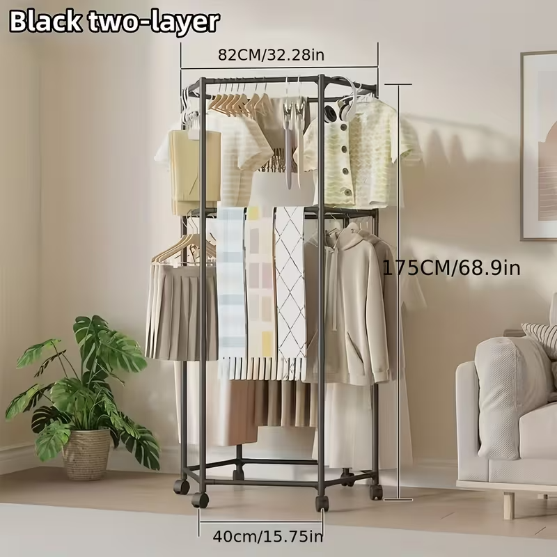 Modern Hexagonal Rotating Clothes Drying Rack Movable Stand