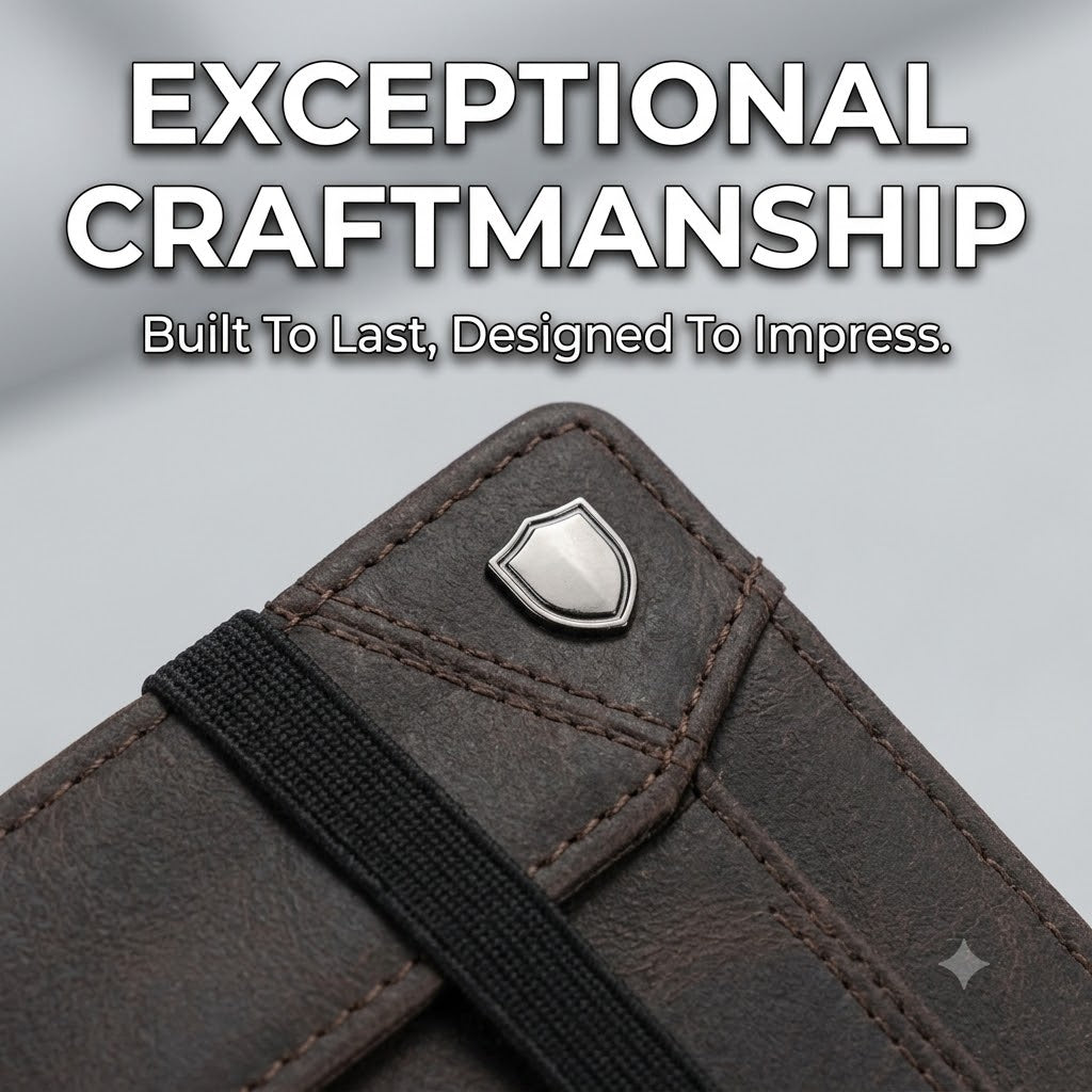 Slim RFID Men's Wallet – Horse Leather Smart Wallet with Elastic Strap & Zip Coin Pocket