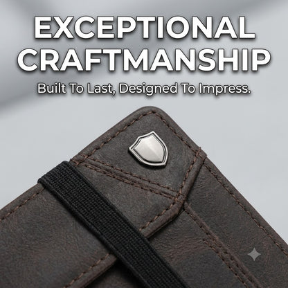 Slim RFID Men's Wallet – Horse Leather Smart Wallet with Elastic Strap & Zip Coin Pocket