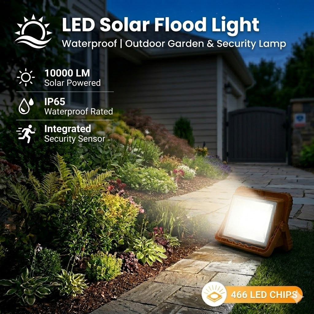 LED Solar Flood Light – Waterproof Outdoor Garden & Security Lamp